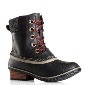 Sorel Slimpack II Lace-Up Black Leather Waterproof Boot Bootie Size 6.5